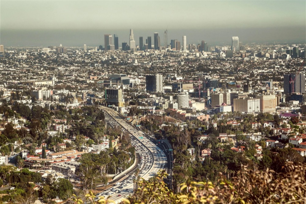 Los Angeles skyline seen from the hills
